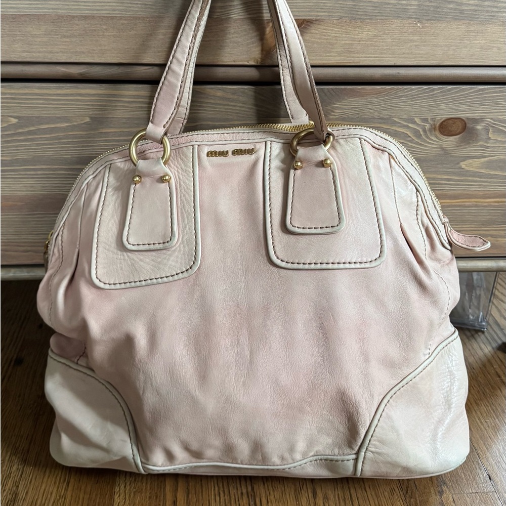 Miu Miu Pink Leather Tote Bag